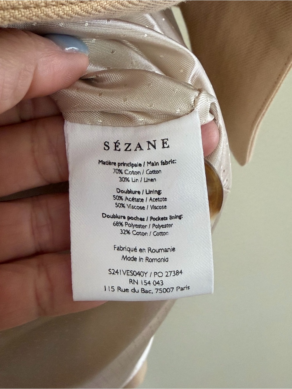 Sezane Women's Double-Breasted Blazer Cotton & Linen - Picture 8 of 9